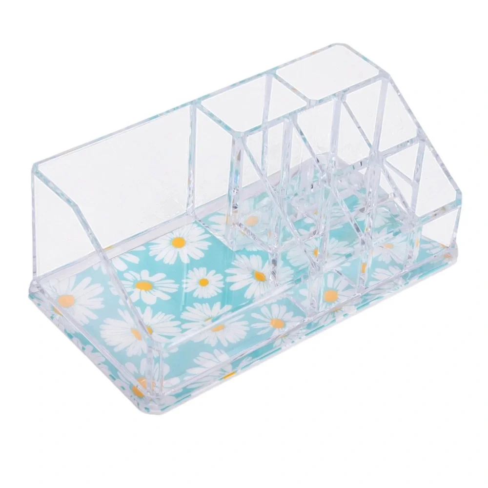 Sorbus Beauty 9 Slot Acrylic Cosmetic Organizer | Daisy print design